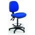 Blue Fabric Draftsman Chair - Fixed Feet + Adj. Arms