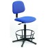 Blue Fabric Heavy Duty Draftsman Chair - Feet + Fixed Footrest