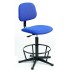 Blue Fabric Heavy Duty Draftsman Chair - Castors + Fixed Footrest