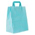 Aqua Stripe Flat-Handle Paper Carrier Bags - 25 x 30 + 14cm