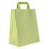Green Stripe Flat-Handle Paper Carrier Bags - 25 x 30 + 14cm