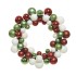 Red  Green & White Shiny Bauble Wreath - 33cm