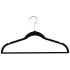 Black Slimline Velvet Plastic Clothes Hangers Bulkpack - Flat With Bar - 45cm