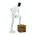 Masquerade White Male Mannequin With Black Faceless Face - Leaning on Knee