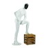 Masquerade White Male Mannequin With Black Abstract Face - Leaning on Knee