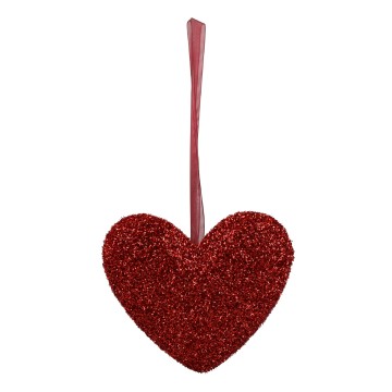 Hanging Glitter Heart - Red - 26cm