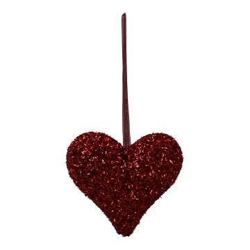 Hanging Glitter Heart - Red - 13cm