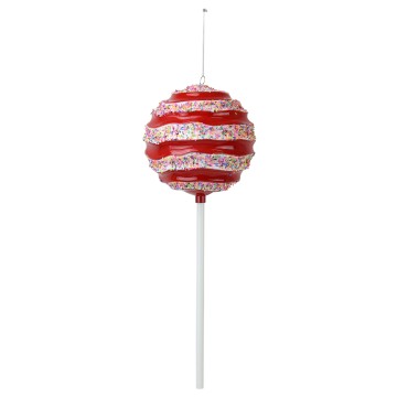 Hanging Glitter Lollipop - Red & White - 54cm