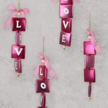 LOVE Hanging Blocks - Pink & Red - 36cm