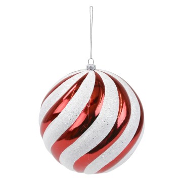 Hanging Swirl Bauble - Red & White - 15cm
