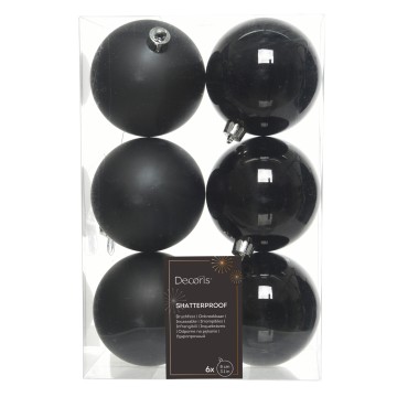 Hanging Shatterproof Mixed Baubles - Black - 8cm