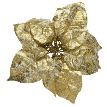 Gold Clip On Poinsettia - 26cm