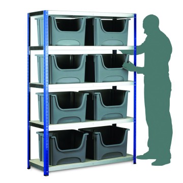 Space Bin Containers - 8 x 50L + Shelving Unit