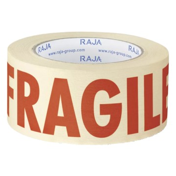 Printed White Paper Packing Tape - Fragile - 50mm x 50m