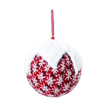 Snow Capped Fabric Snowball - Red / White - 16cm