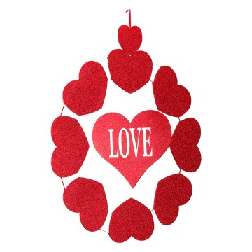 Valentine's Day Hanging Heart Wreath Sign - 92 x 79cm