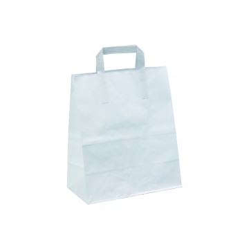 White Flat-Handle Paper Carrier Bags - 27 x 37 + 12cm