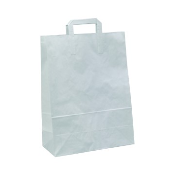 White Economy Flat-Handle Paper Carrier Bags
