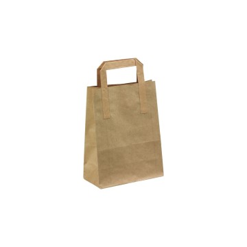 Brown Economy Flat-Handle Paper Carrier Bags Minipack - 18 x 21 + 9cm