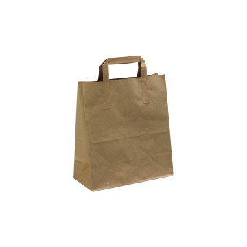 Brown Economy Flat-Handle Paper Carrier Bags Minipack - 22 x 25 + 11cm