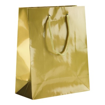Gold Laminated Gloss Paper Carrier Bags - 18 x 22 + 6.5cm