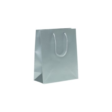 Silver Laminated Matt Paper Carrier Bags - 18 x 22 + 6.5cm