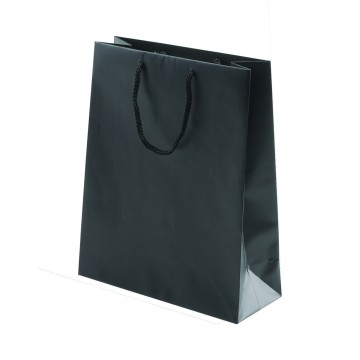 Black Laminated Matt Paper Carrier Bags - 18 x 22 + 6.5cm