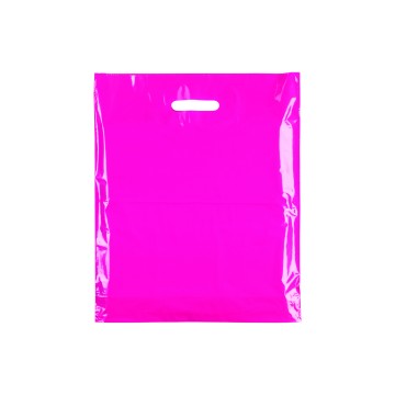 Fuchsia Pink Classic Gloss Plastic Carrier Bags - 39 x 45 + 10cm