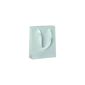 White Ribbon Handle Paper Carrier Bags - 18 x 22 + 6.5cm