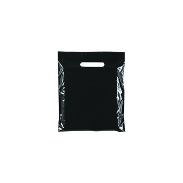 Black Economy Gloss Plastic Carrier Bags - 25 x 30 + 6cm
