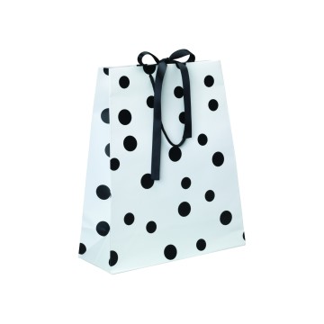 Black & White Luxury Polka Dot Paper Carrier Bags - 20 x 30 + 10cm