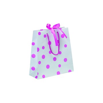 Pink & White Luxury Polka Dot Paper Carrier Bags - 18 x 22 + 8cm