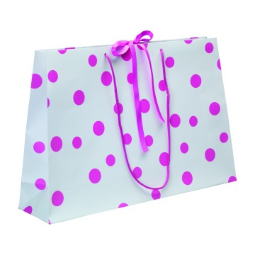Pink & White Luxury Polka Dot Paper Carrier Bags - 44 x 32 + 10cm