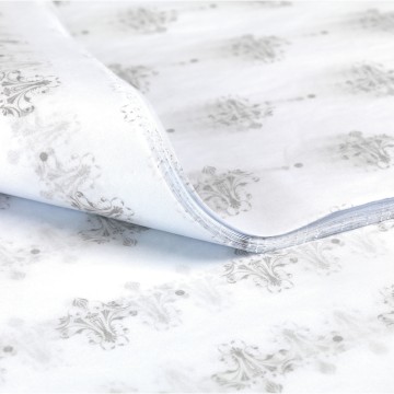 Grey Baroque Patterned Tissue Paper - 50 x 75cm