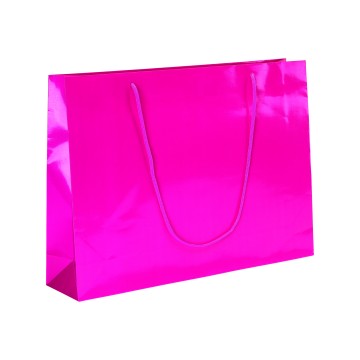 Fuchsia Pink Laminated Gloss Paper Carrier Bags - 44 x 32 + 10cm
