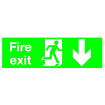 Self Adhesive Fire Exit Sign - Down Arrow