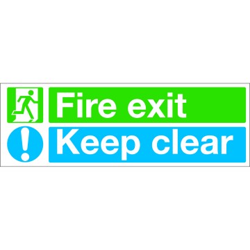 Self Adhesive Fire Exit Sign - Keep Clear Blue
