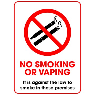 Self Adhesive No Smoking/Vaping Sign - English