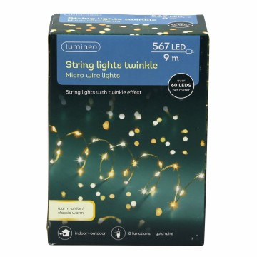 LED Micro Twinkle Lights - Gold & White - 900cm