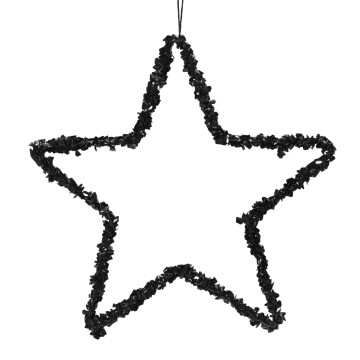Hanging Glitter Star - Black - 15cm