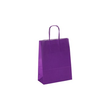 Purple Ribbed Paper Carrier Bags - 18 x 24 + 8cm