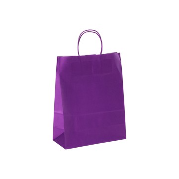 Purple Ribbed Paper Carrier Bags - 24 x 31 + 11cm