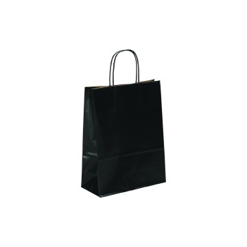 Black Ribbed Paper Carrier Bags - 22 x 29 + 10cm