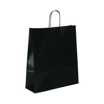 Black Ribbed Paper Carrier Bags - 35 x 44 + 11cm
