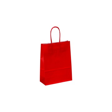 Red Ribbed Paper Carrier Bags - 18 x 23 + 8cm
