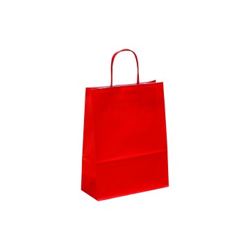 Red Ribbed Paper Carrier Bags - 22 x 29 + 10cm