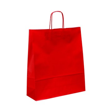 Red Ribbed Paper Carrier Bags - 35 x 44 + 11cm