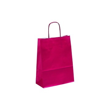 Fuchsia Pink Ribbed Paper Carrier Bags - 22 x 29 + 10cm