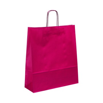 Fuchsia Pink Ribbed Paper Carrier Bags - 35 x 44 + 11cm
