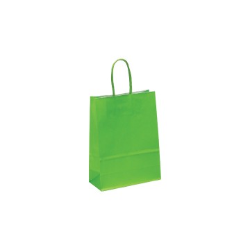 Lime Green Ribbed Paper Carrier Bags - 18 x 23 + 8cm